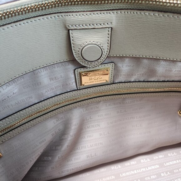 Lauren Ralph Lauren Two-Tone Leather Satchel double zip large - Picture 5 of 7